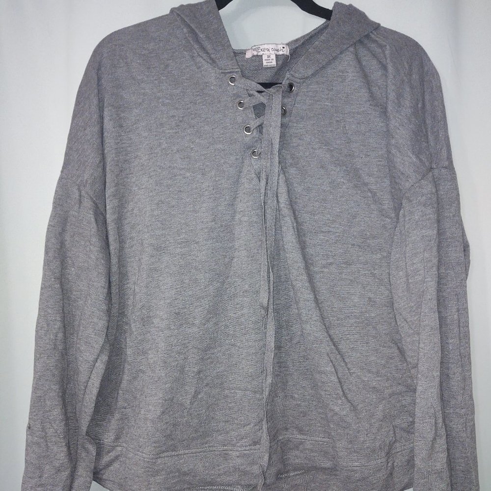 Grey Hooded Long Sleeve Sweatshirt